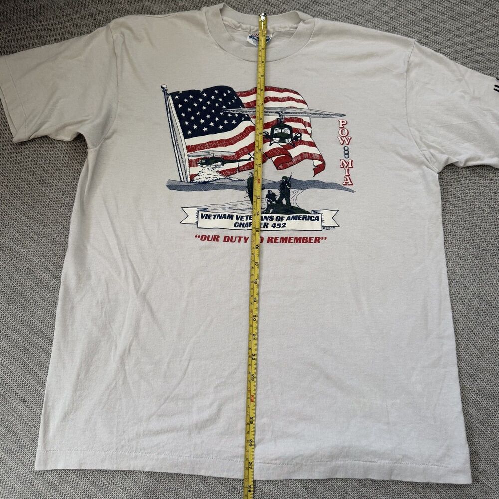 Vintage Hanes POW MIA Vietnam Veterans Shirt Mens L 50/50 USA Graphic Tee - Picture 2 of 8